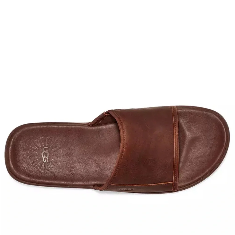 UGG® Men's Seaside Slide Sandal in Luggage Leather US 12